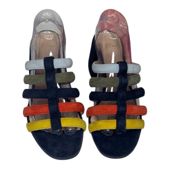 J.Crew Shoes - J. Crew Strappy Penny Multicolor Suede Slide Sandals Size 10